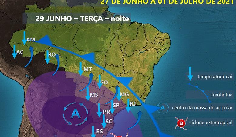 Frente fria avança e provoca sensação de -1ºC em MFrente fria avança e  provoca sensação de -1ºC em MS