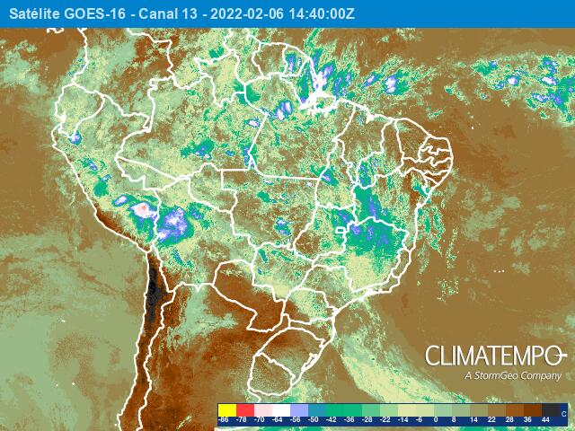 Imagem do Satélite GOES-16 - Canal 13 por <a href='https://www.climatempo.com.br/' >Climatempo</a>