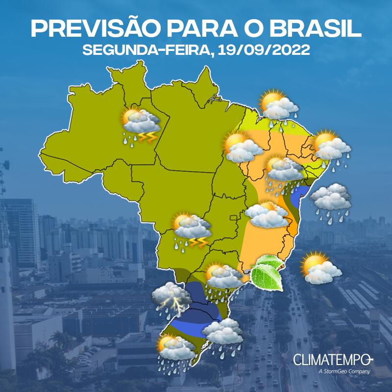 Segundafeira com tempestades no Sul e pouca chuva no Sudeste Climatempo