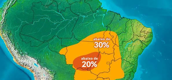 Tempo seco: umidade do ar abaixo dos 30% no centro do BR