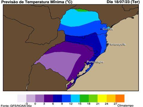 Previsão do tempo / Cachoeira do Sul / Fonte: CLIMATEMPO