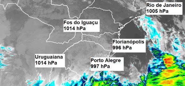 Evolução do centro do ciclone extratropical