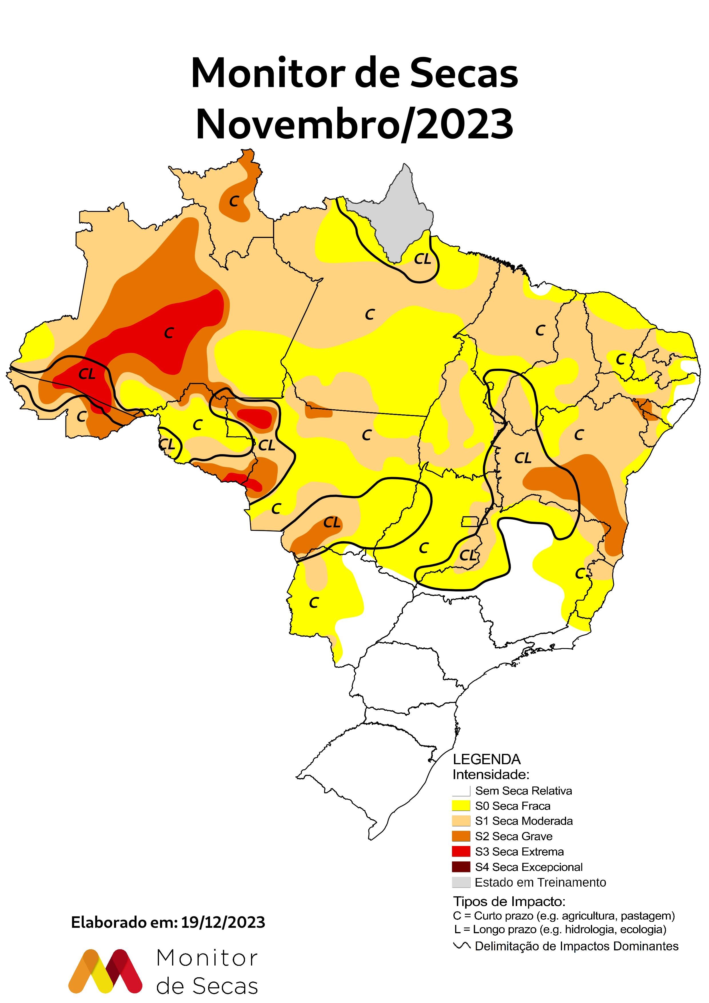 Figura 1- Monitoramento de seca para o Brasil em novembro.
