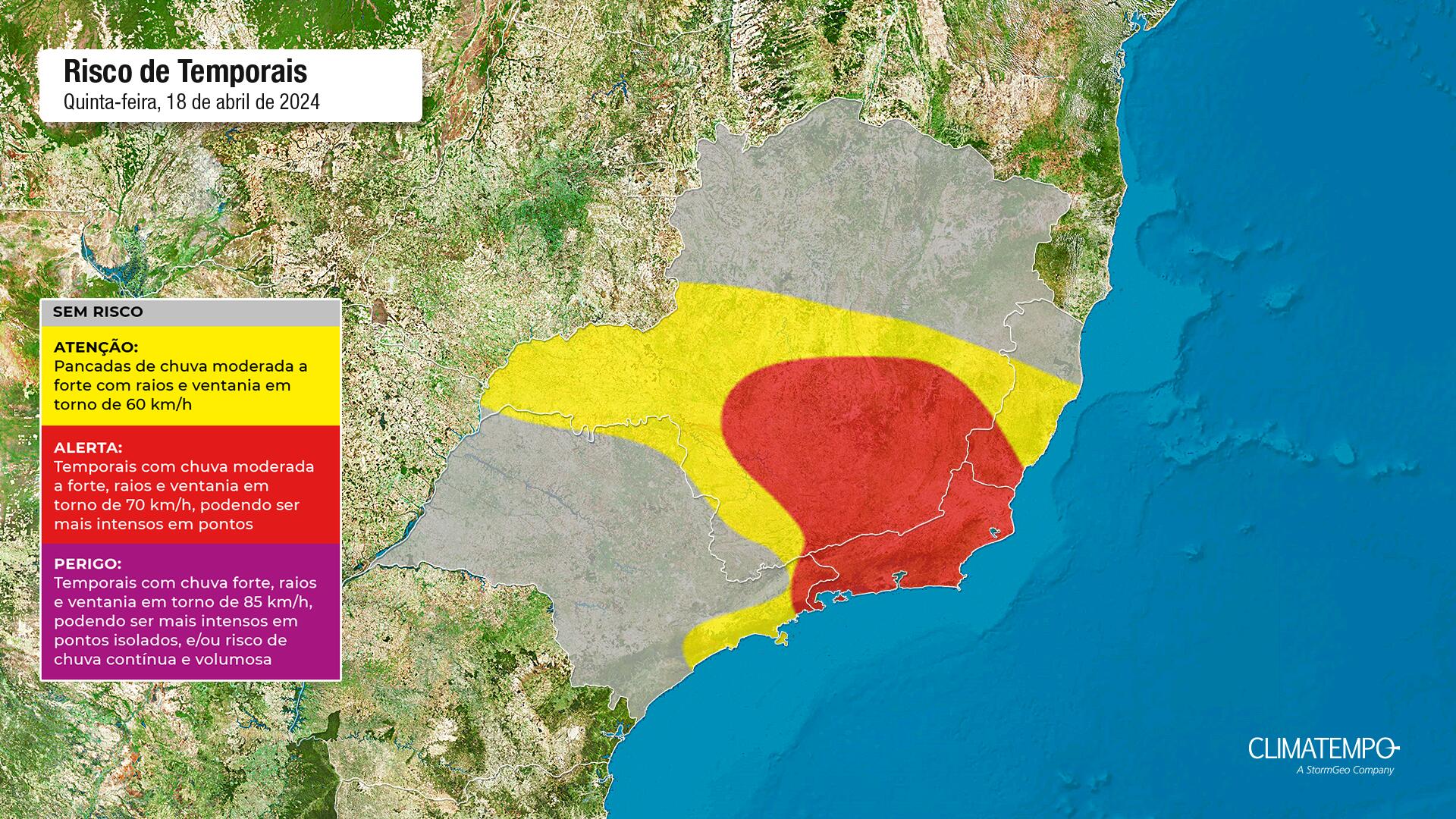 Figura 1 - Mapa de alerta. Fonte: <a href='https://www.climatempo.com.br/' >Climatempo</a>