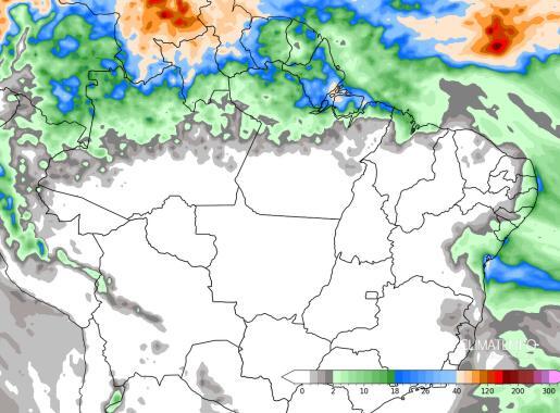 Figura 1 - Acumulado de chuva para faixa norte e nordeste entre o dia 22/07 e 26/07