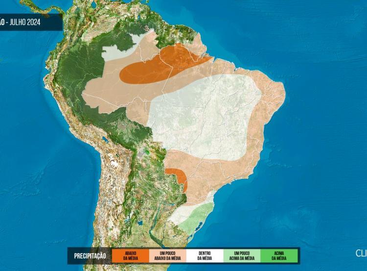 Previsão de chuva abaixa da média em quase todo o Brasil  (Climatempo)