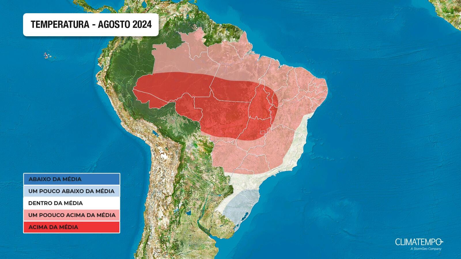 Figura 1- Temperaturas para agosto no Brasil. Fonte: Climatempo