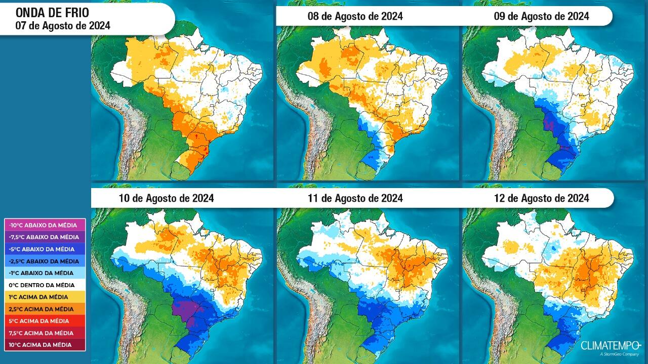 Figura 1- Massa de ar gelada chega a faixa norte entre o dia 09 de agosto e 11 de agosto.