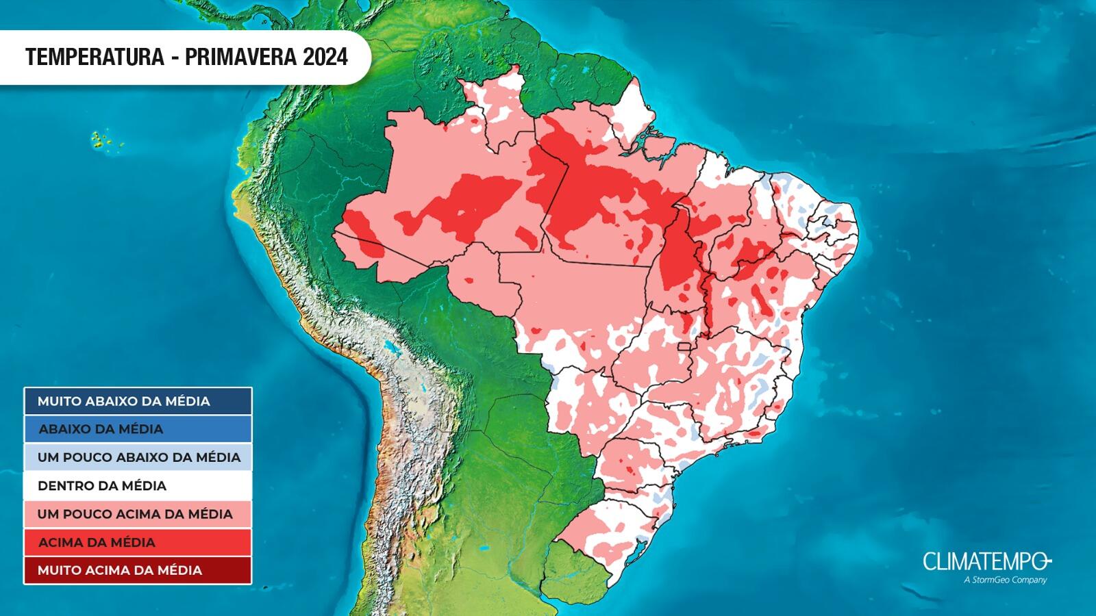 Figura 1 - Desvio da temperatura em relação a média para o Brasil. Fonte : Climatempo. 