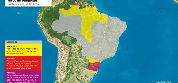 Primeira frente fria de outubro traz chuvas intensas e ventos 