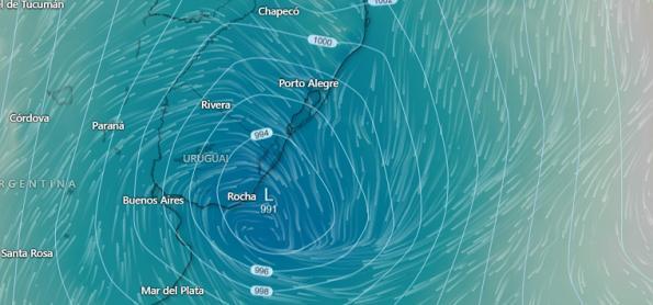 Ciclone extratropical se forma esta semana entre o RS e Uruguai