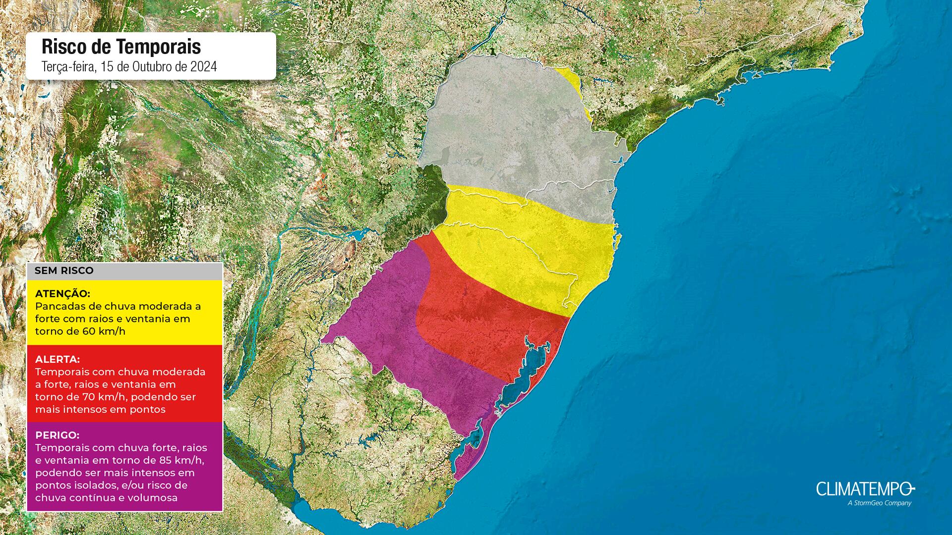 Imagem Alerta de chuva e ventos fortes no Rio Grande do Sul