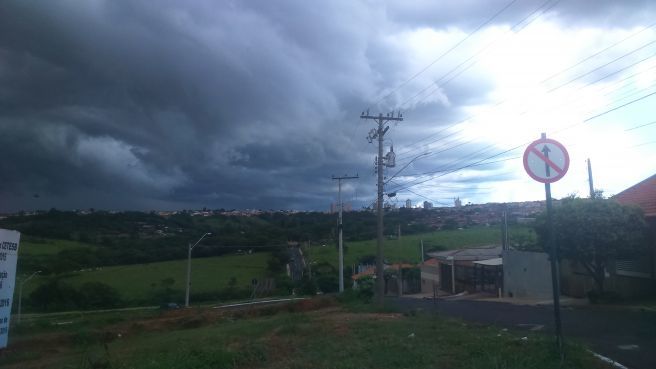 Formação de nuvens de chuva aconpanhadas de fortes rajadas de ventos em Monte Alto -SP