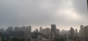 Sol sendo escondido pela infiltração marítima em Santo André SP