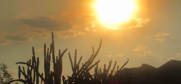 O Sol num resquício de fumaça
